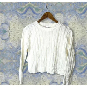 Cotton emporium kids cable knit sweater white Sz small